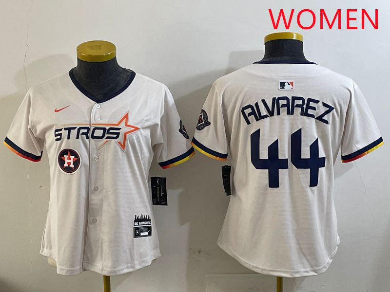 Women Houston Astros 44 Alvarez Cream Three generations Joint Name 2025 Nike MLB Jersey style 5